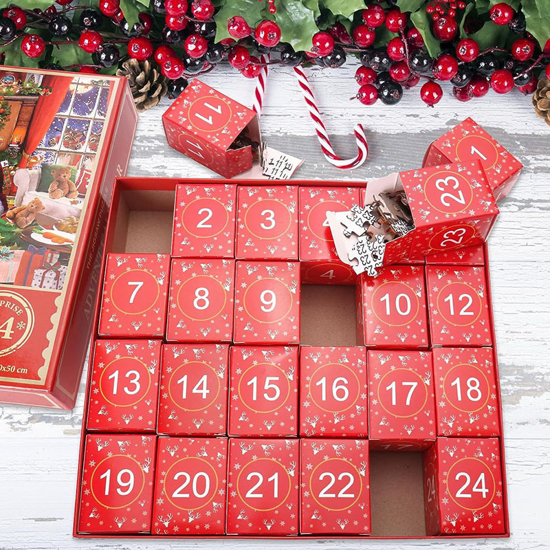 Factory Printed Luxury Cardboard Paper Gift Packaging custom Countdown Christmas Empty Box Advent Calendar