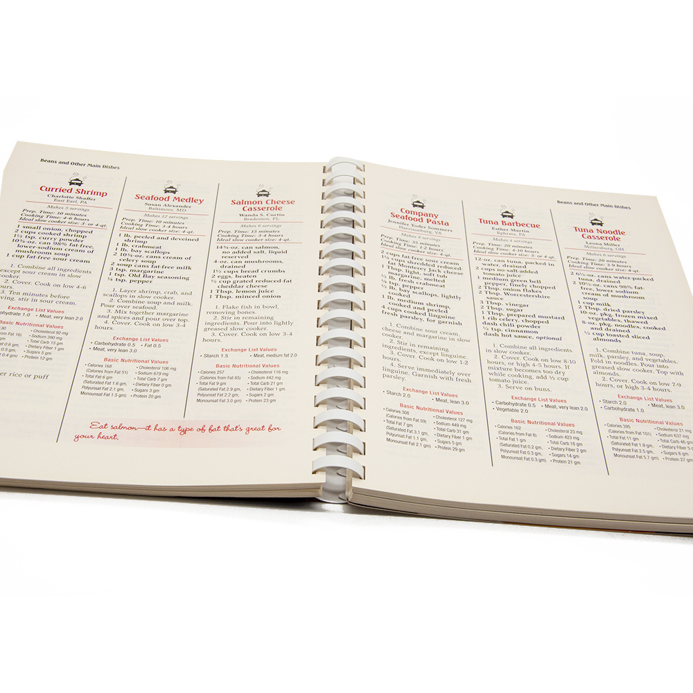 customized spiral bound cookbook recipe book printing