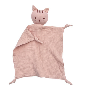 Soft Comforter Blanket Plush Toy Animal Cartoon Cat Cotton Security Blanket For Newborn Babies