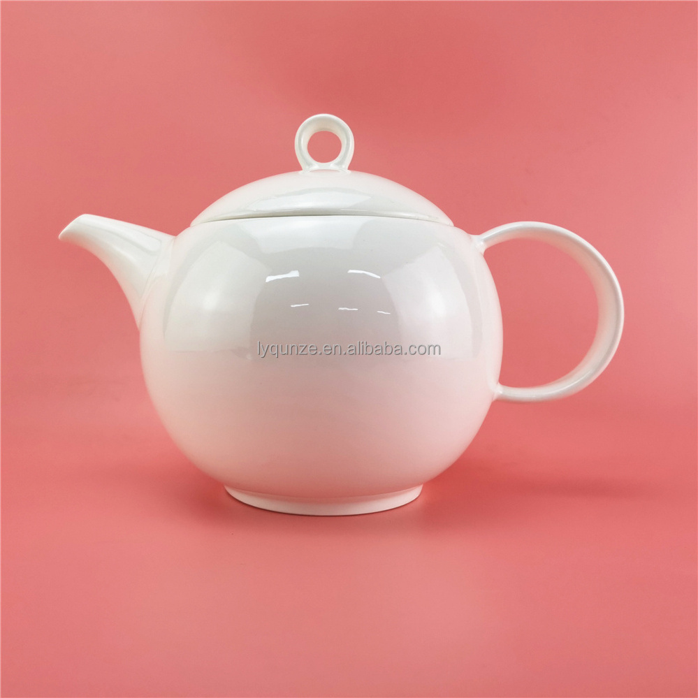 wholesale hotel restaurant white ceramic teapot/ porcelain coffee pot