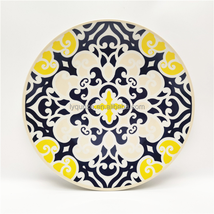 Wholesale Restaurant Full Decal 7.5/10.5inch Plate Dish Porcelain Serving Plates Round On-glazed Bohemian style