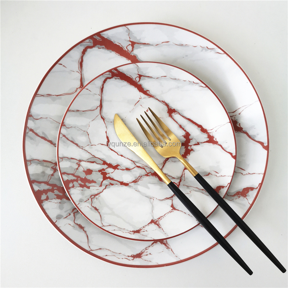 16 pcs english style grace designs marble effect dinner set porcelain dinnerware set with gold trim