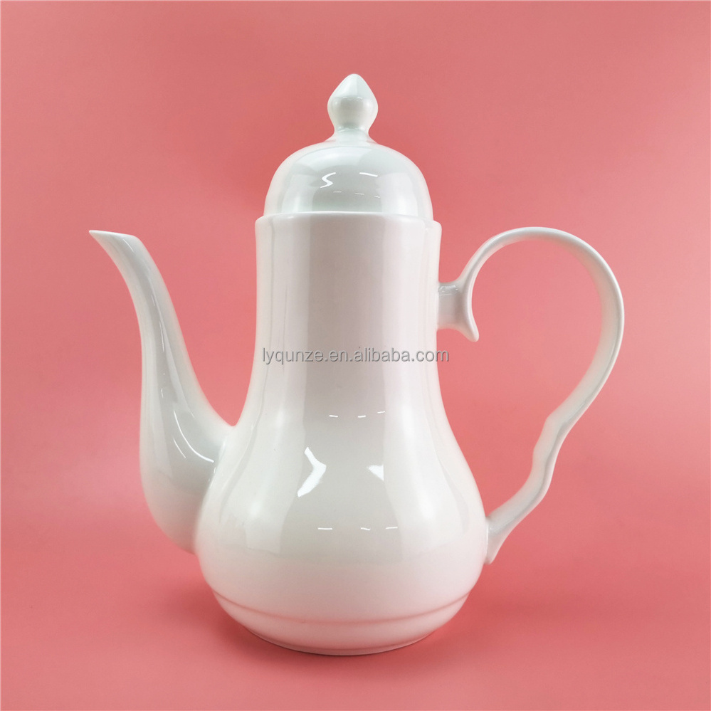 wholesale hotel restaurant white ceramic teapot/ porcelain coffee pot