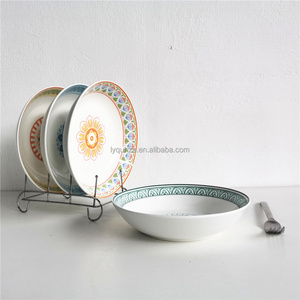 Chinese Manufacture Home Decor Colorful Porcelain Oval Plate 8 Inch Round Ceramic Dinner Plate Serving Dish