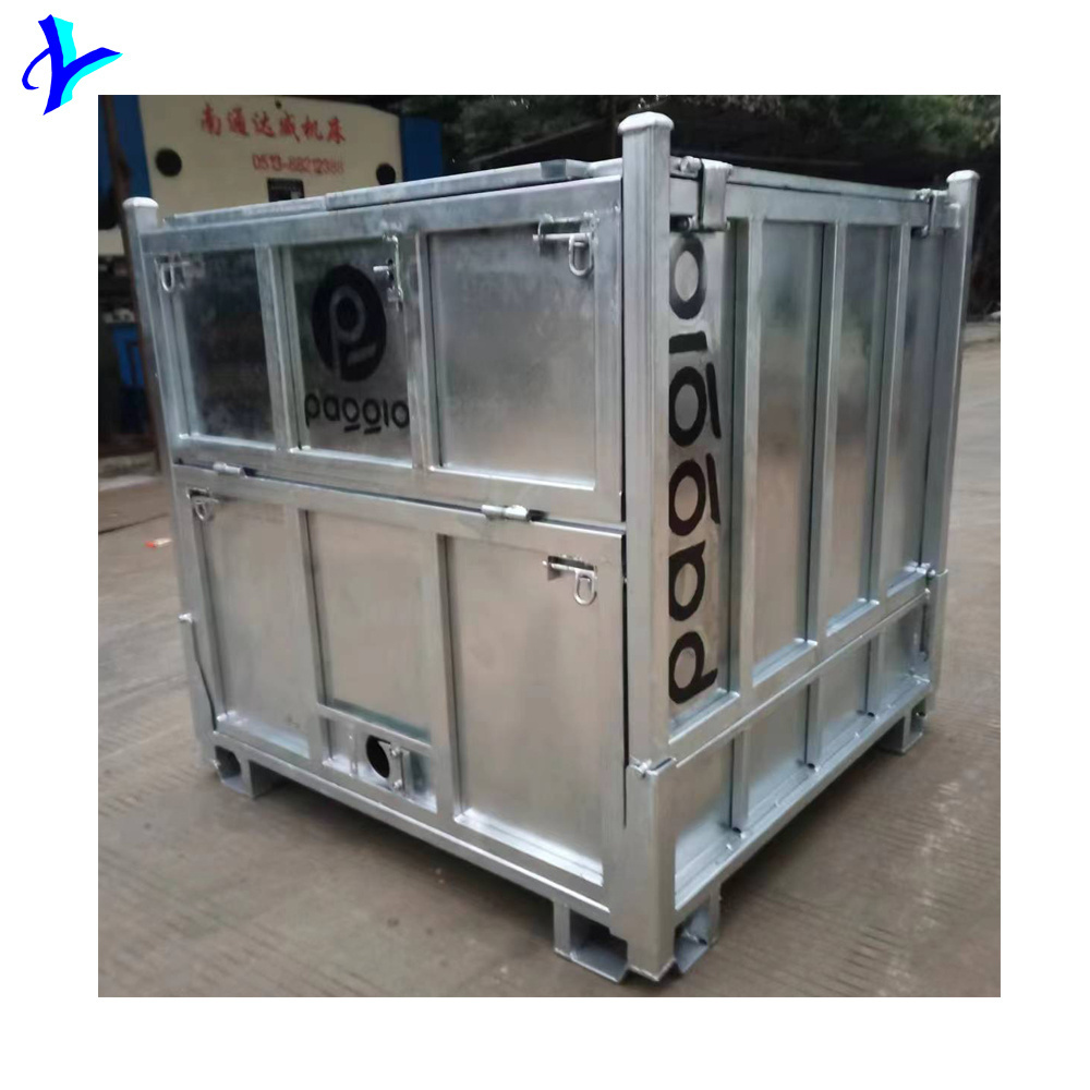 Foldable Stack Metal Auto Part Storage Container Pallet