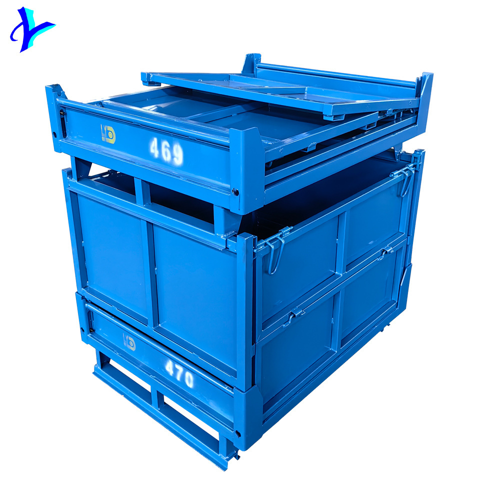 Foldable Stack Metal Auto Part Storage Container Pallet