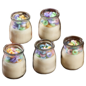 Hot Selling Glass Jar Milk Donut Candy Dessert Handmade Soy Wax Scented Candle