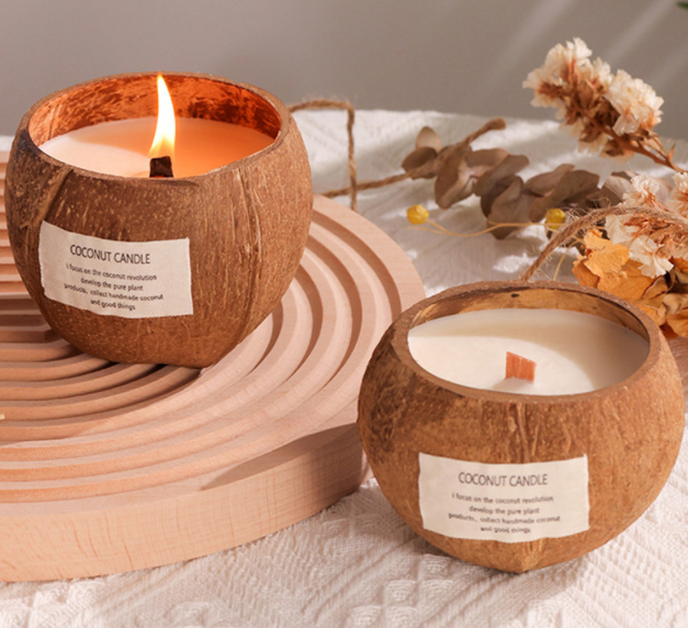 Customized Coconut Shell Scented Candles Natural Soy Wax Home Decor Coconut Wax Scented Candles