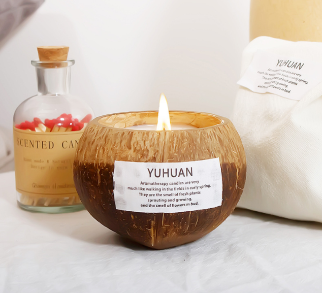 Customized Coconut Shell Scented Candles Natural Soy Wax Home Decor Coconut Wax Scented Candles