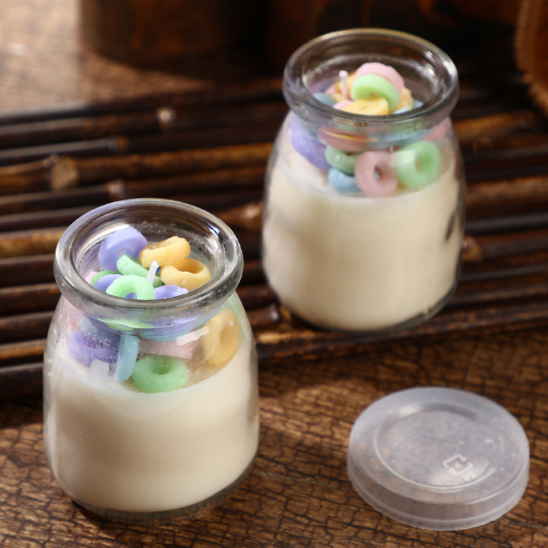 Hot Selling Glass Jar Milk Donut Candy Dessert Handmade Soy Wax Scented Candle