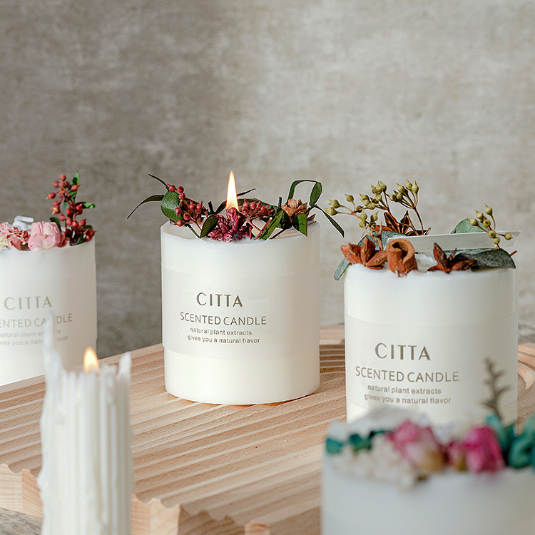 Luxury Soy Wax  Birthday Christmas Valentines Day Christmas Holiday Wedding Scented Candle Gift Candle with Dried Flowers