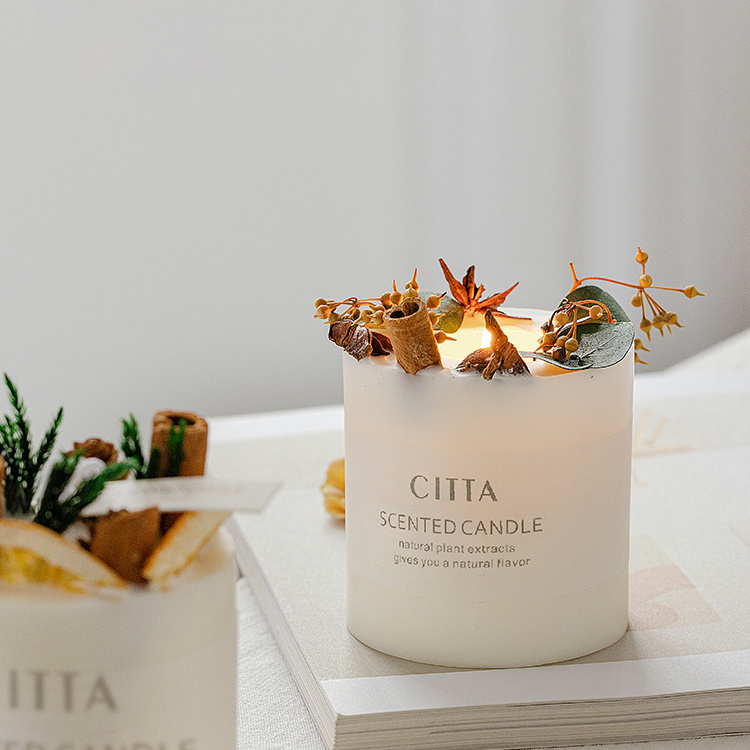 Luxury Soy Wax  Birthday Christmas Valentines Day Christmas Holiday Wedding Scented Candle Gift Candle with Dried Flowers