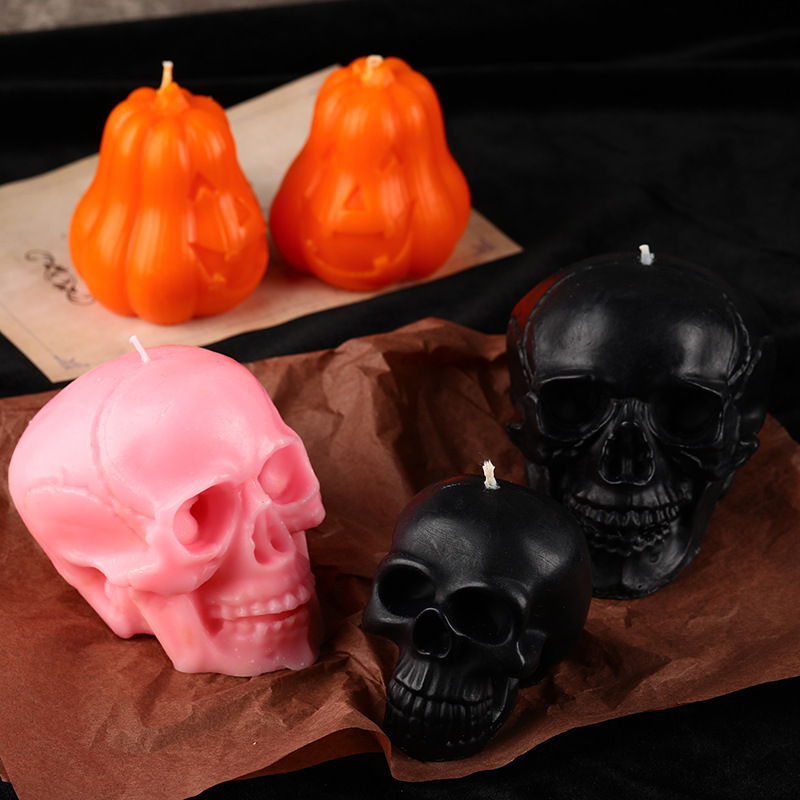 Wholesale New Halloween Gothic Pumpkin Skull Soy Wax Home Decor Scented Candle