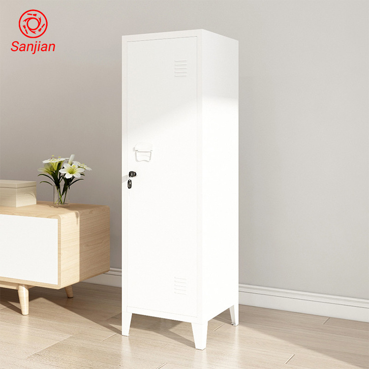 Sanjian home storage Wardrobe Bedroom Metal Locker 3 shelf inside Vertical one door Steel Storage Locker with standing foot