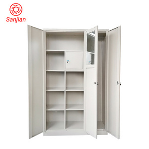 Sanjian 3 door White Color Metal Beauty Fireproof Bedroom Using Filing Storage Cabinet Locker Wardrobe With Keys and Mirror