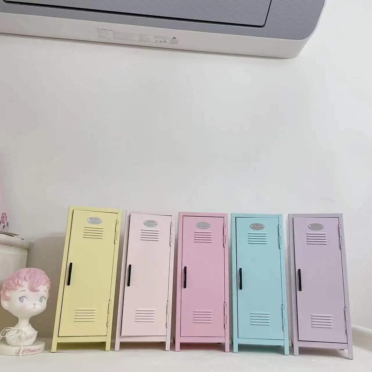 Small Kawai pink mini cute iron steel metal child keys kids door toy desktop desk box baby storage locker