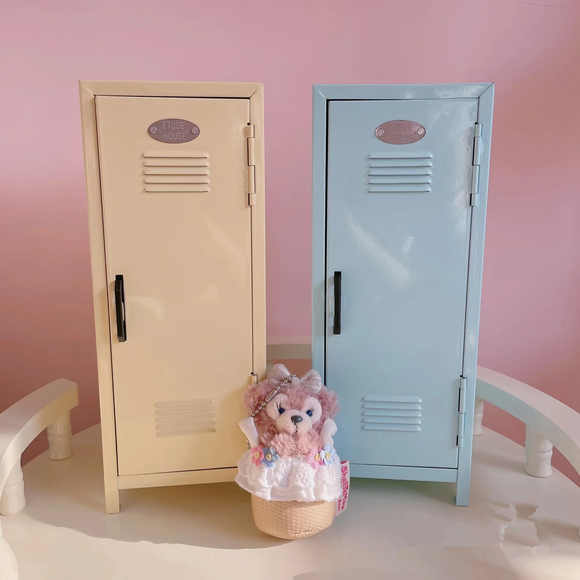 Small Kawai pink mini cute iron steel metal child keys kids door toy desktop desk box baby storage locker