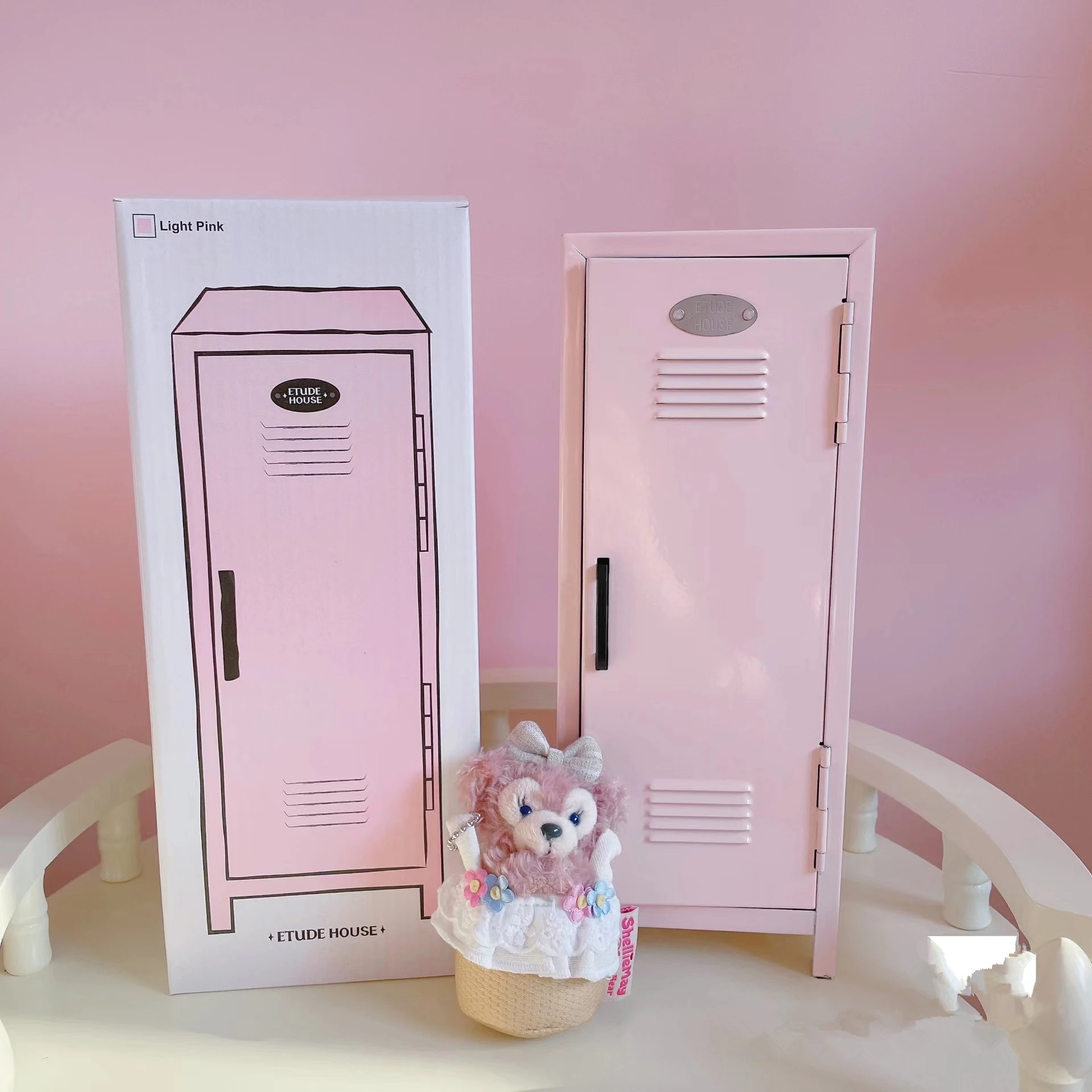 Small Kawai pink mini cute iron steel metal child keys kids door toy desktop desk box baby storage locker