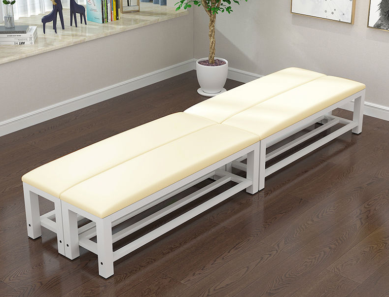 Changing room with soft pad cushion long bench chair with metal shoe shelf chair rest bench seat