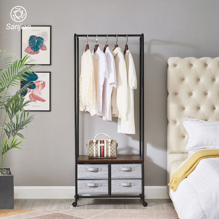 Modern Steel Clothes Hanger with shoe rack metal coat hat rack hanger stand Storage holder Shelves