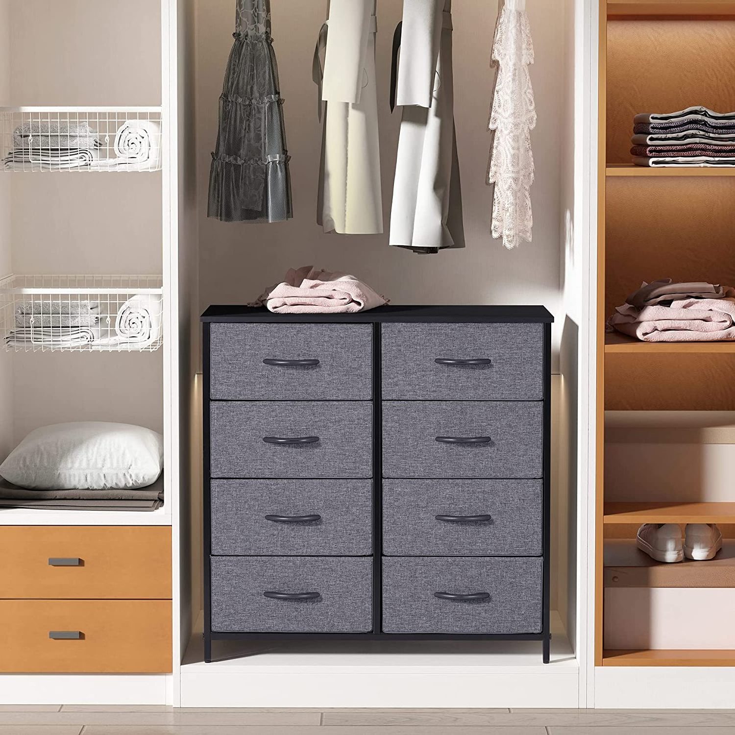 Hot Selling on Folding Hallway Entryway Steel Wide Dresser Storage Tower 4 Drawers Closets Fabric Box Bins