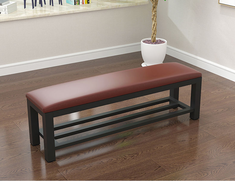 Changing room with soft pad cushion long bench chair with metal shoe shelf chair rest bench seat