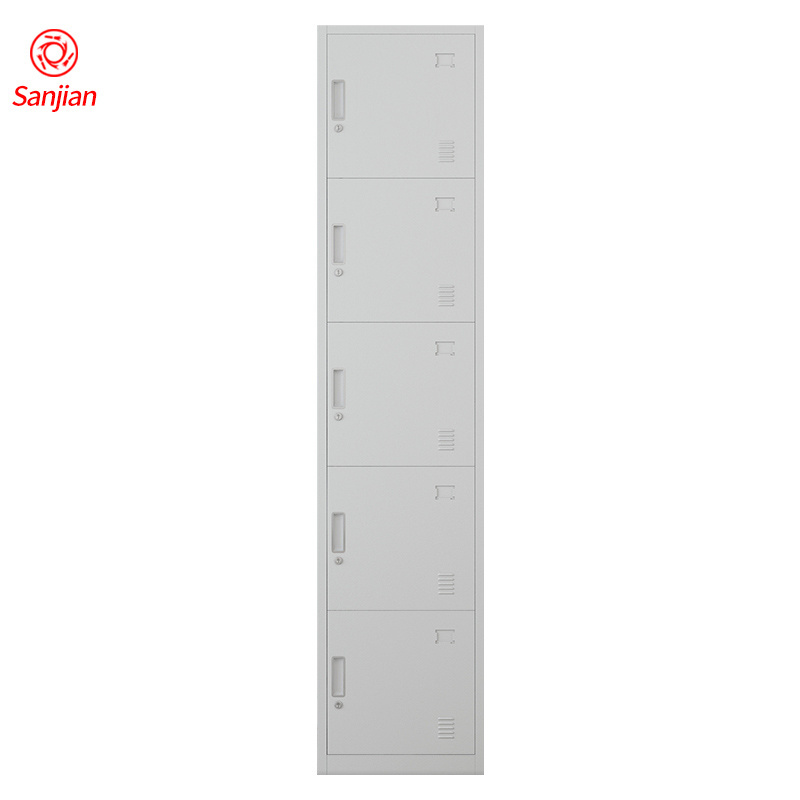 China manufacturers production steel wardrobe metal almirah single vertical 5 door steel locker