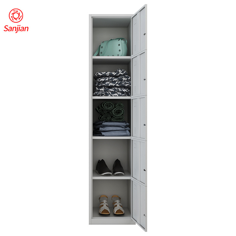 China manufacturers production steel wardrobe metal almirah single vertical 5 door steel locker