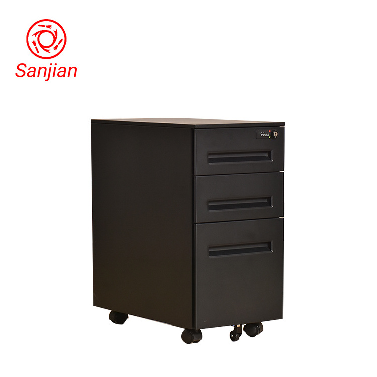 Used Widely Office Equipment A4 drawer file storage combination lock steel 3 drawer slim mobile metal cabinets pedestal cabinet