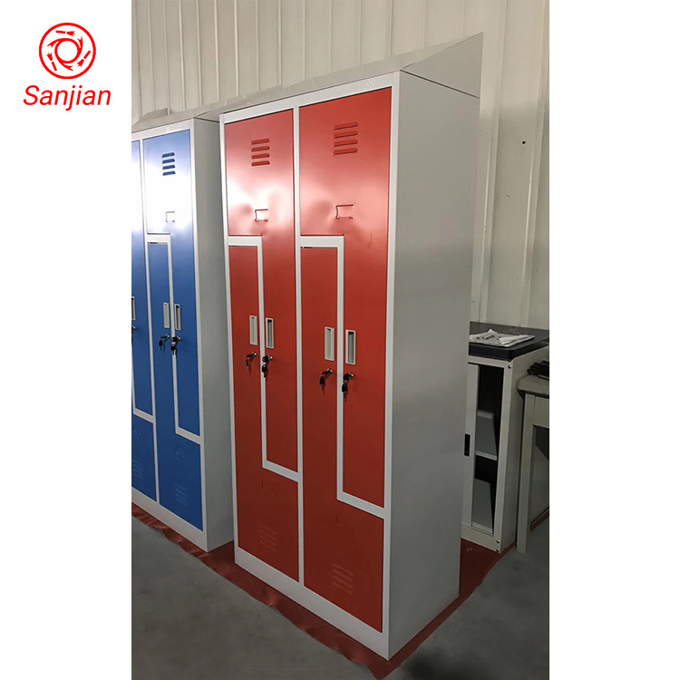 KD Gym School dormitory office 2 Person Locker Z/L Shape door with Slope top closet storage clothes steel vertical locker