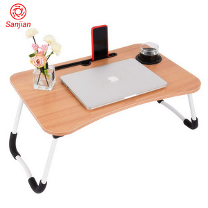 Sanjian Modern Small Dormitory Portable Table Breakfast Serving  Foldable Wooden Laptop Computer Desk for bed use