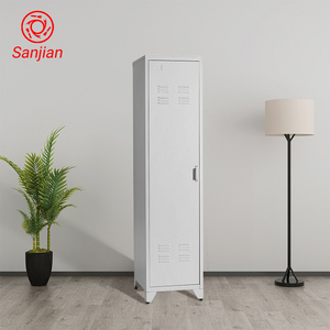 Factory Customized 1 door 4 Legs White Metal Material High Vertical Standing Waterproof  Storage Wardrobe and Locker