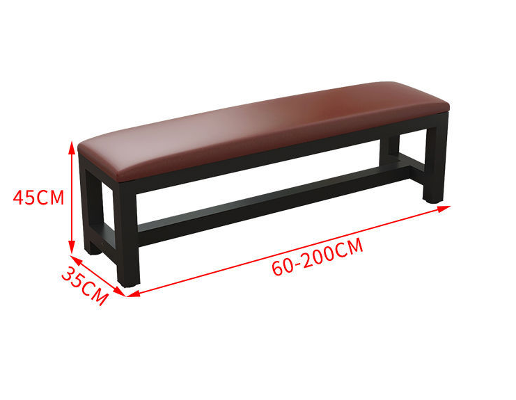 Changing room with soft pad cushion long bench chair with metal shoe shelf chair rest bench seat