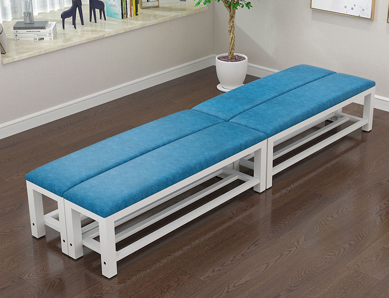 Changing room with soft pad cushion long bench chair with metal shoe shelf chair rest bench seat