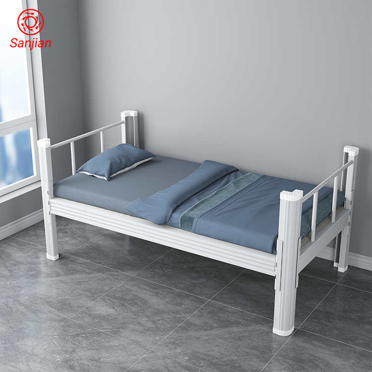 Wholesales Knock Down Structure Space Saving Hotel House Apartment Dormitory Heavy Duty Metal Steel Single Bed Frame