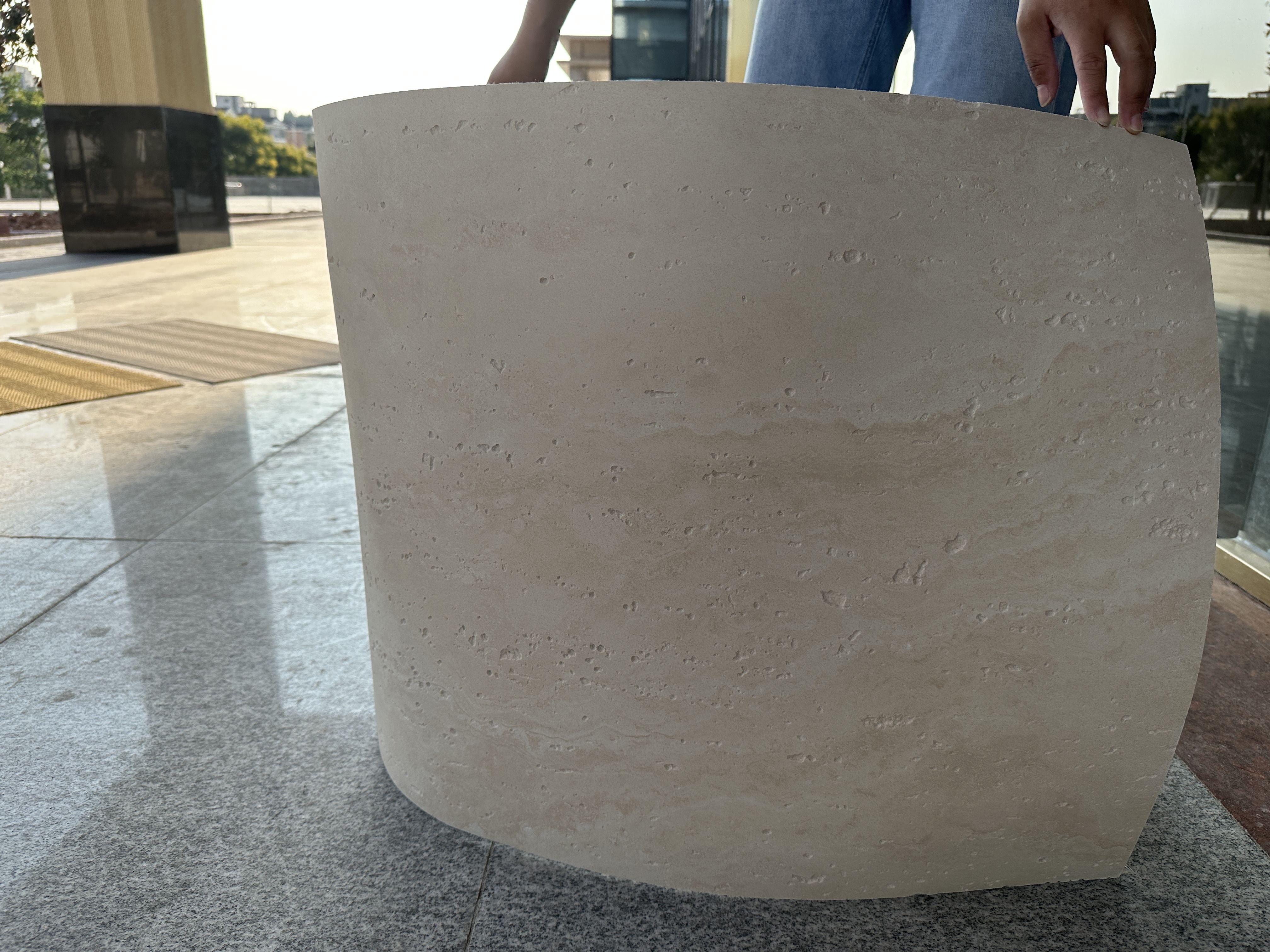 Backlit Round Line Cladding Panels Panel Flexible Stone Tiles Veneer For Wall