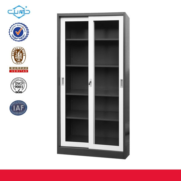 Narrow side 2 sliding glass door steel filing storage cabinet locker