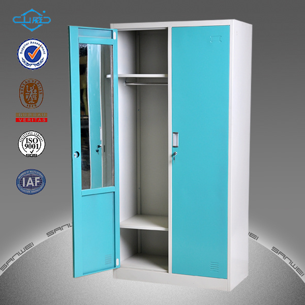 Hanging clothes storage cabinet 2 door steel locker wardrobe