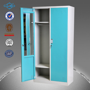 Hanging clothes storage cabinet 2 door steel locker wardrobe