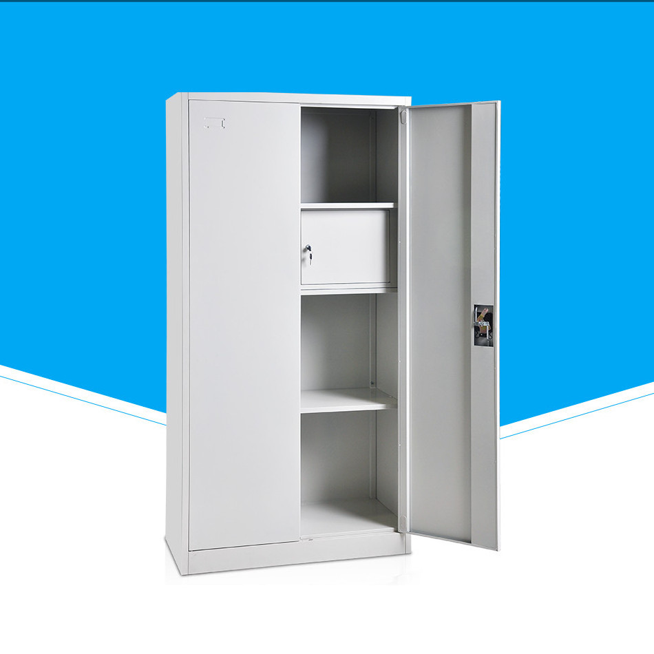 KD two doors metal steel wardrobe with safe box inside