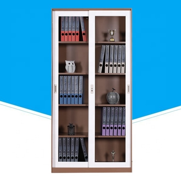 Narrow side 2 sliding glass door steel filing storage cabinet locker