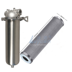 SS304 316L Stainless steel SS water tank 5 micron Single type SS mesh filter cartridge 10 inch liquid filter housing