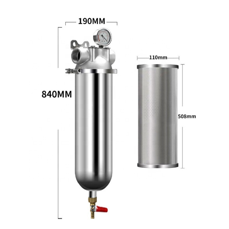 Stainless steel pre water filtration system 304 316 SS 10 20 inch single cartridge filter housing