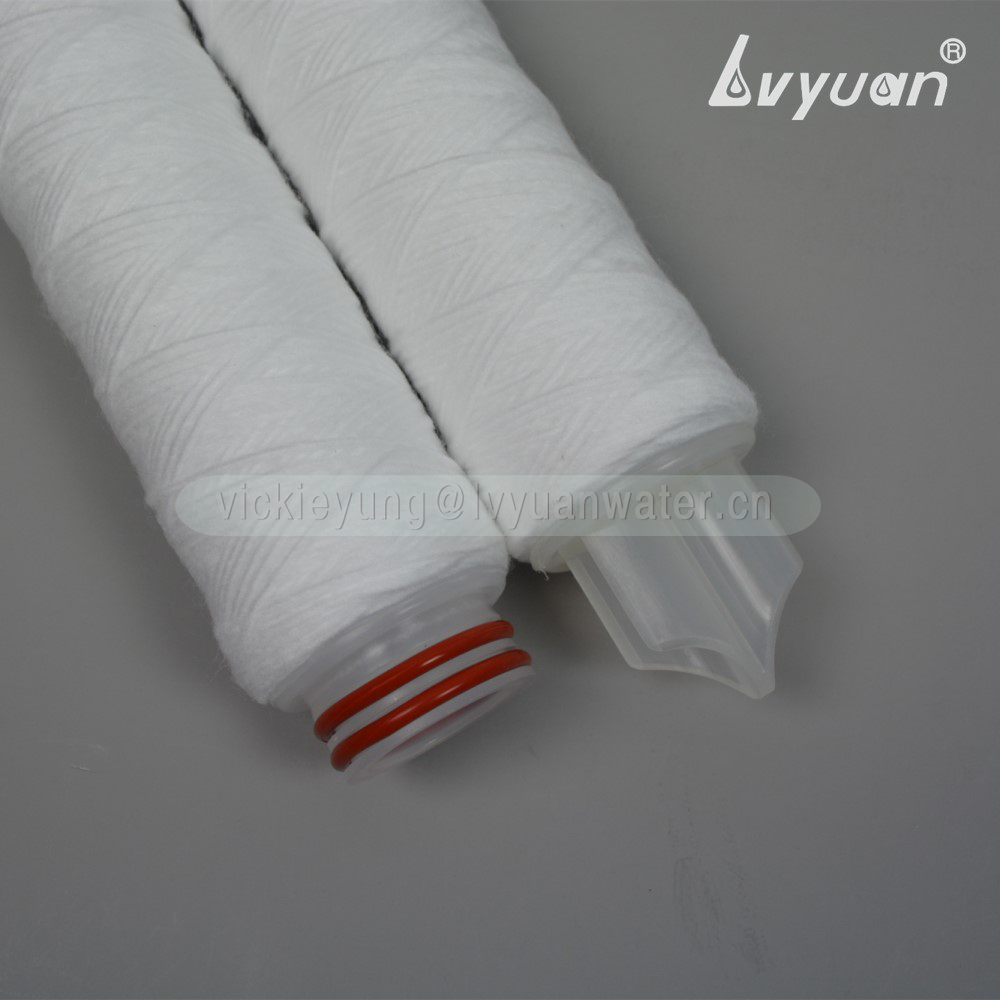 Pre water sediment yarn filter 10 inch 25 micron string wound filter cartridge for 4.5 inch jumbo blue PP filter housing