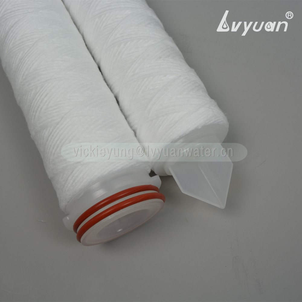 Pre water sediment yarn filter 10 inch 25 micron string wound filter cartridge for 4.5 inch jumbo blue PP filter housing