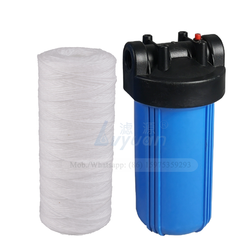 Pre water sediment yarn filter 10 inch 25 micron string wound filter cartridge for 4.5 inch jumbo blue PP filter housing