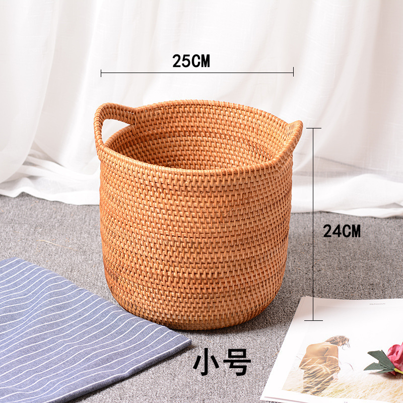 Hot Sale Rattan Basket With Handles Organizer Rattan Woven Toy Dirty Clothes Laundry Basket