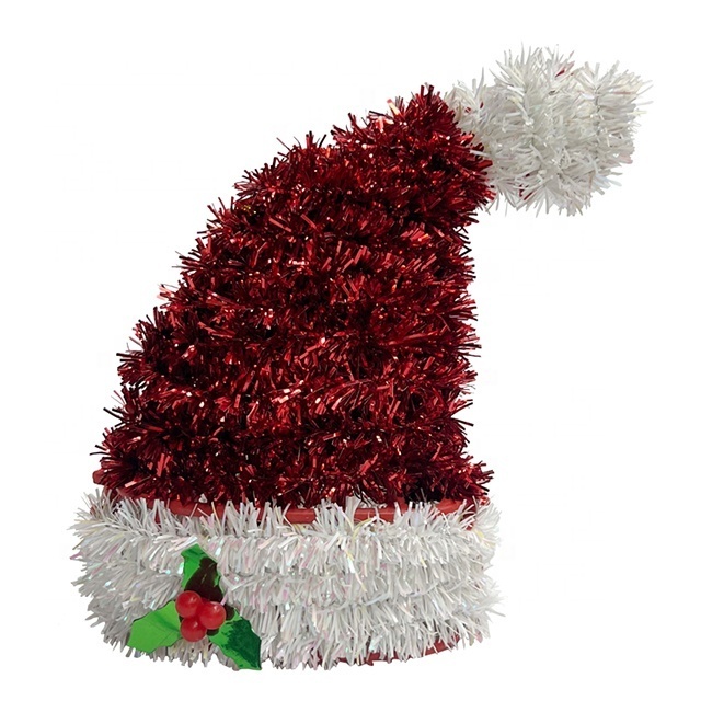 New Design Party Festival Tinsel Christmas accessory Christmas Tree Ornament Plastic Frame Santa Hat Tinsel Hanging Decorations