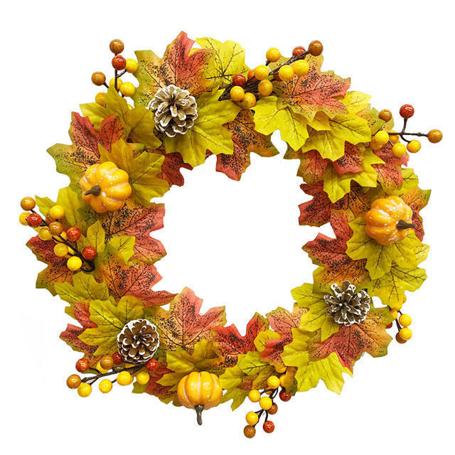 Wholesale artificial thanksgiving outdoor fall wreath harvest Autumn Branches Harvest Pumpkin Maple Leaf Picks decoration