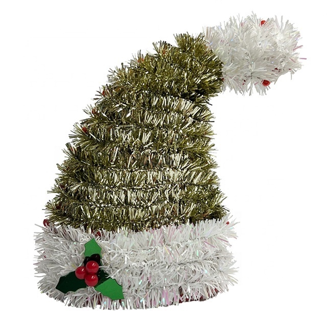 New Design Party Festival Tinsel Christmas accessory Christmas Tree Ornament Plastic Frame Santa Hat Tinsel Hanging Decorations